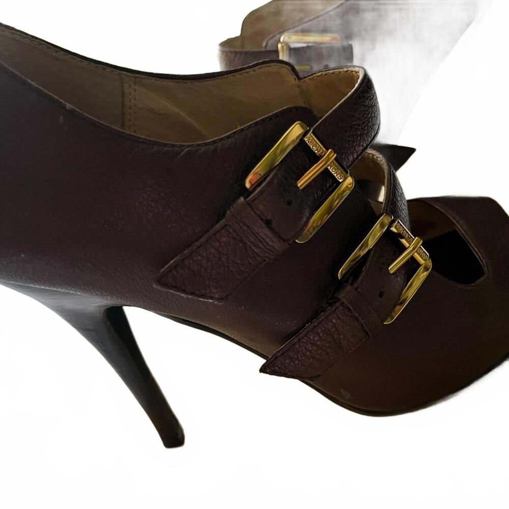 Bronze peep-toe stilletto sandals